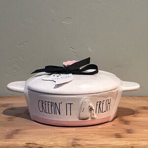 Rae Dunn “CREEPIN IT FRESH” Halloween Handcrafted Ceramic Dish With Lid